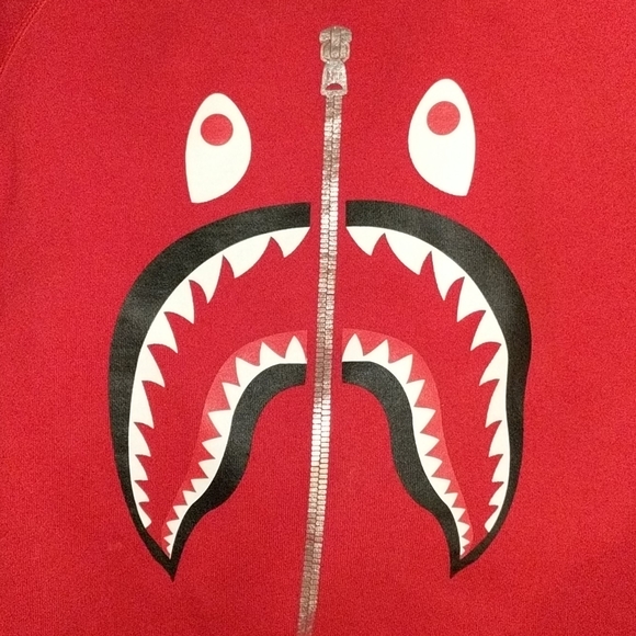 BAPE Red Tiger Shark Crew Neck Sweatshirt - Picture 4 of 11